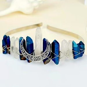 Crystal quartz tiara 👑 💎 silver, white, and navy blue